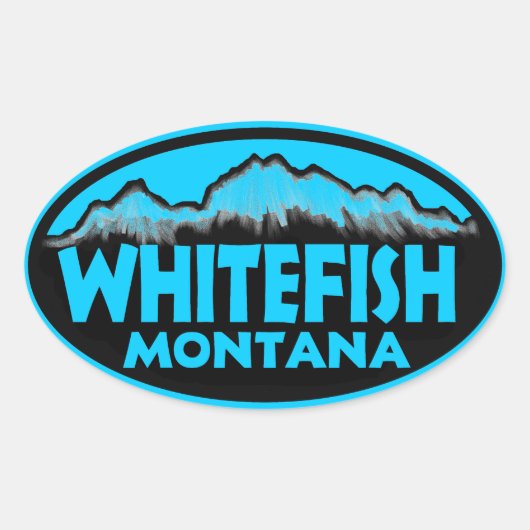 Whitefish Montana Blue Oval Aufkleber (Vorderseite)