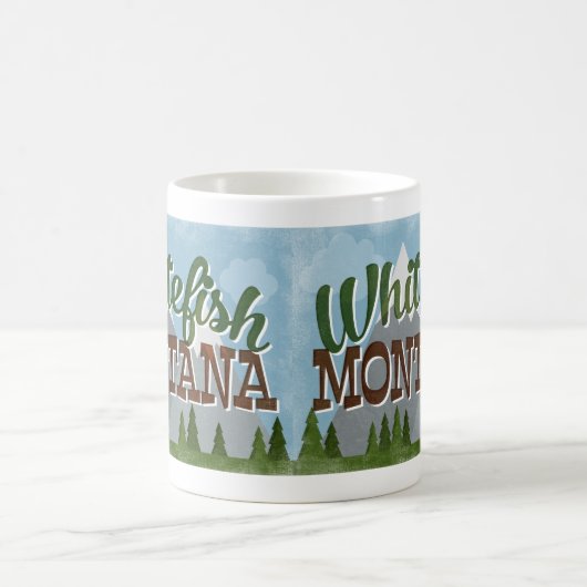 Whitefish Montana Fun Retro Snowy Mountains Kaffeetasse (Mittel)
