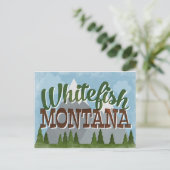 Whitefish Montana Fun Retro Snowy Mountains Postkarte (Stehend Vorderseite)