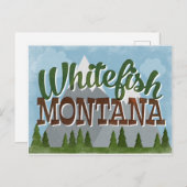 Whitefish Montana Fun Retro Snowy Mountains Postkarte (Vorne/Hinten)