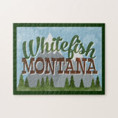 Whitefish Montana Fun Retro Snowy Mountains Puzzle (Horizontal)