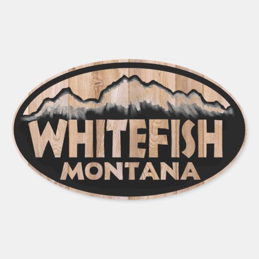 Whitefish Montana Holzoovalaufkleber Ovaler Aufkleber (Vorderseite)