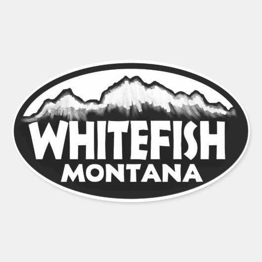 Whitefish Montana ovale Bergaufkleber Ovaler Aufkleber (Vorderseite)