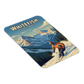 Whitefish Montana Skier Travel Magnet (Rechte Seite)