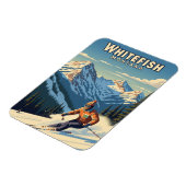 Whitefish Montana Skier Travel Magnet (Linke Seite)