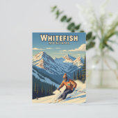 Whitefish Montana Skier Travel Postkarte (Stehend Vorderseite)