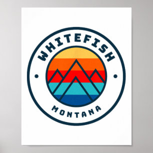 Whitefish Montana Skifahren Snowboardfahren Famili Poster