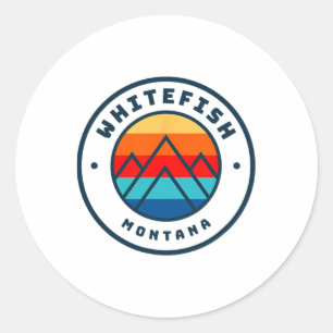 Whitefish Montana Skifahren Snowboardfahren Famili Runder Aufkleber