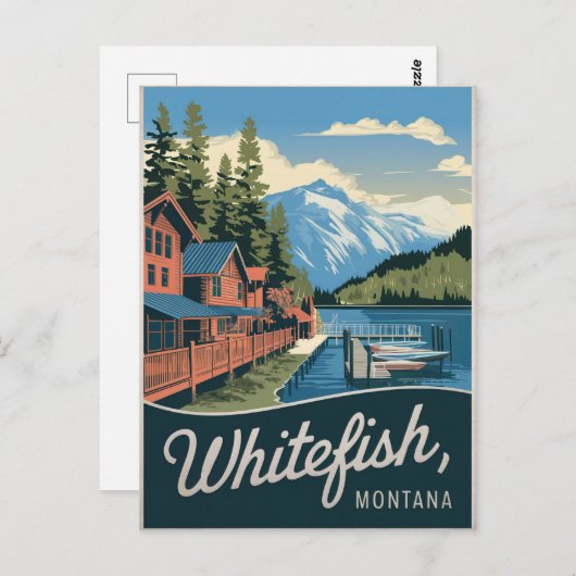 Whitefish Montana Vintag Postkarte (Vorne/Hinten)