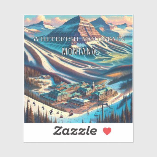 Whitefish Mountain Montana 3 Inch Vinyl Sticker (Blatt)