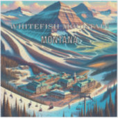 Whitefish Mountain Montana 3 Inch Vinyl Sticker (Vorderseite)