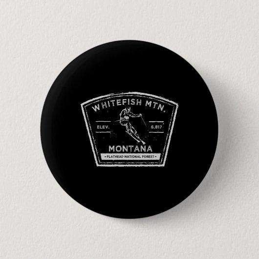 Whitefish Mountain Montana Schnee Skifahren Button (Vorderseite)