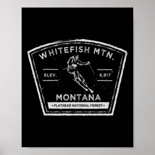 Whitefish Mountain Montana Schnee Skifahren Poster