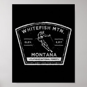 Whitefish Mountain Montana Schnee Skifahren Poster