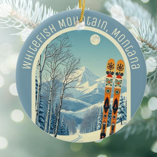 Whitefish Mountain Montana ski souvenir Keramik Ornament