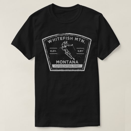 Whitefish Mountain Montana Skifahren T-Shirt (Design vorne)