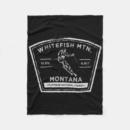 Whitefish Mountain Montana Snow Skiing Fleecedecke (Vorderseite)