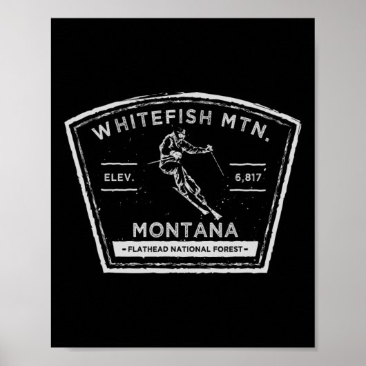 Whitefish Mountain Montana Snow Skiing  Poster (Vorne)