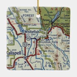 Whitefish MT Vintag Map Keramikornament