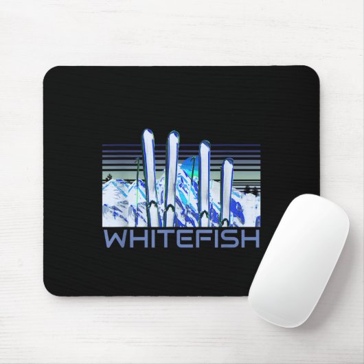 Whitefish Ski Accessories Retro Whitefish Skiing Mousepad (Mit Mouse)