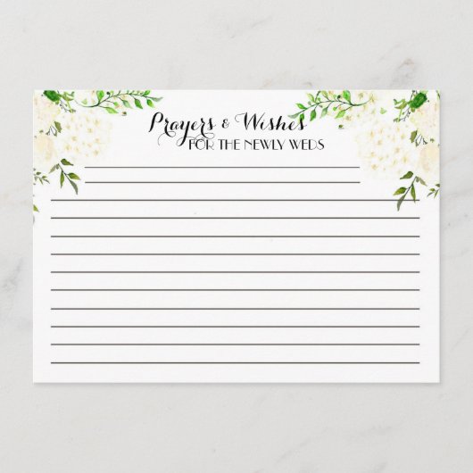WhiteFloral Advice Cards, Gebete, Wünsche Hinweiskarte (Vorderseite)