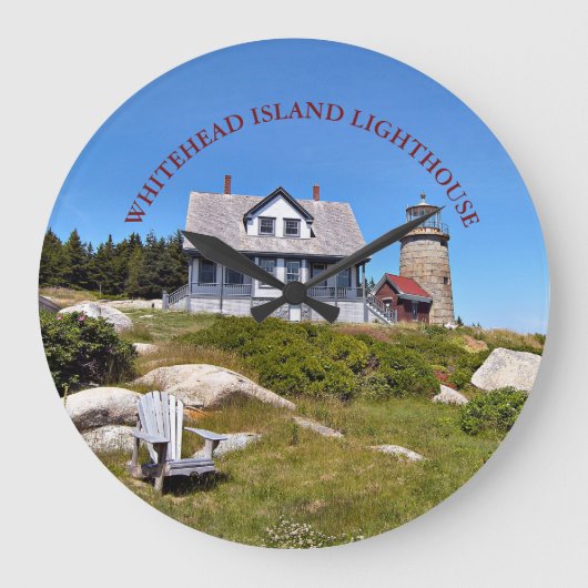 Whitehead Island Lighthouse Maine Round Clock Große Wanduhr (Vorderseite)