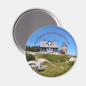 Whitehead Island Lighthouse Maine Round Magnet (Vorderseite/Rückseite)