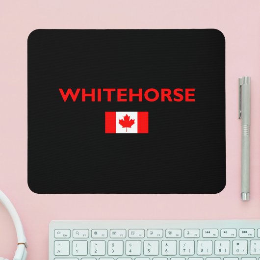 Whitehorse Canada Canadian Flag Dark Color Mousepad