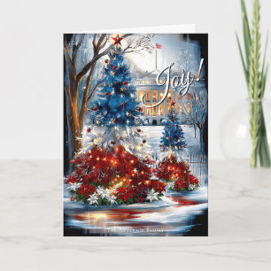 Whitehouse Red White Blue Christmas Trees Karte