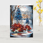 Whitehouse Red White Blue Christmas Trees Karte (Gelbe Blume)