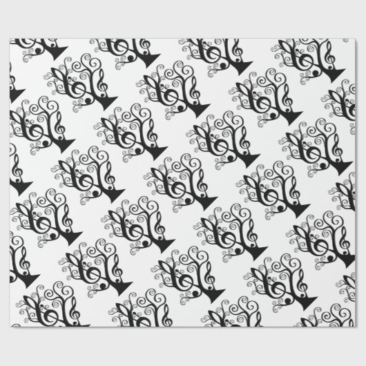 Whitemusik-Treble-Clef-Baumbuch Geschenkpapier (Flach)