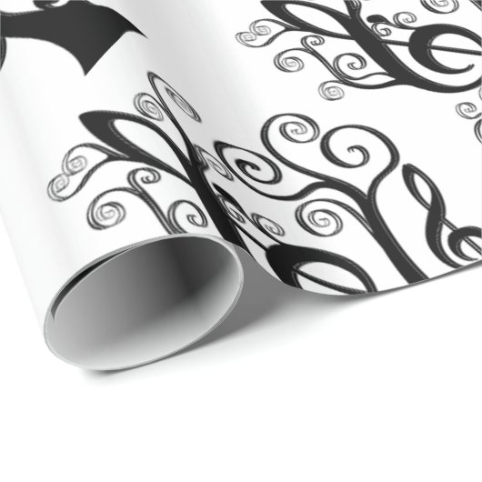 Whitemusik-Treble-Clef-Baumbuch Geschenkpapier (Rolleneckpunkt)