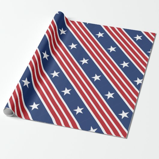 Whitepaper 4. Juli Red Blue White Flag Geschenkpapier (Ungerollt)