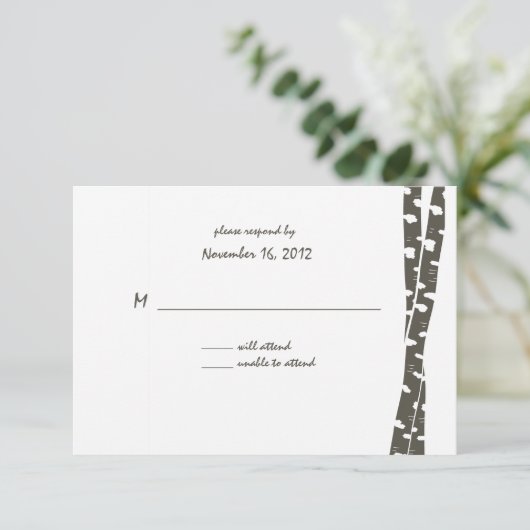 Whitepaper: Birke/Antwortkarte RSVP Karte (Stehend Vorderseite)