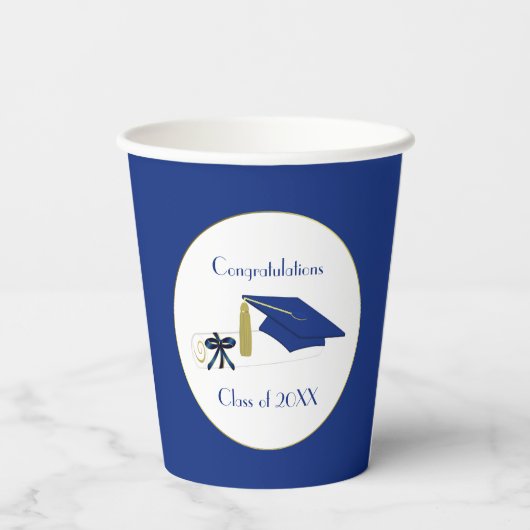 Whitepaper der Blue and White Graduation Party Pappbecher (Rückseite)