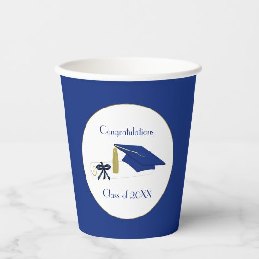 Whitepaper der Blue and White Graduation Party Pappbecher (Vorderseite)