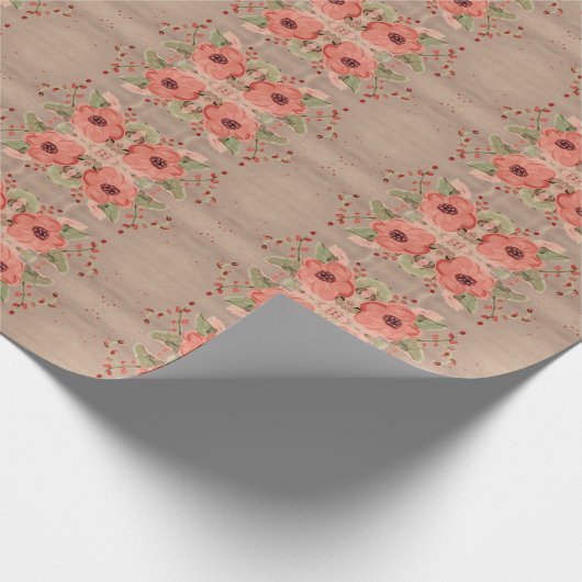 Whitepaper-Geschenkwrap des Red Flower Designer Geschenkpapier (Ecke)