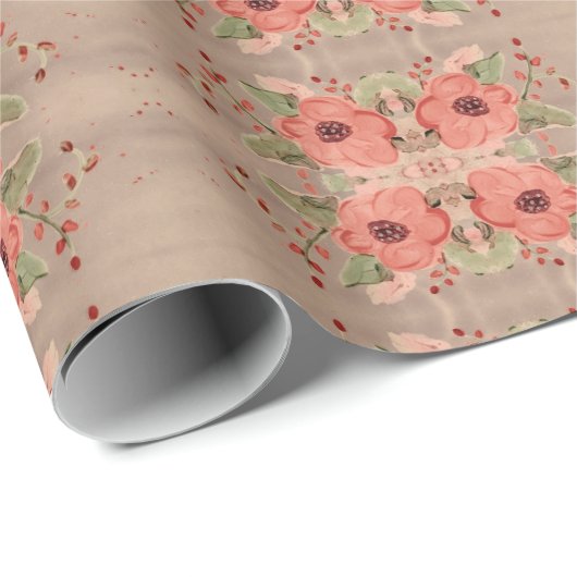 Whitepaper-Geschenkwrap des Red Flower Designer Geschenkpapier (Rolleneckpunkt)