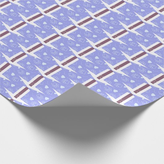 Whitepaper über blaues Wrapping Paper Geschenkpapier (Ecke)