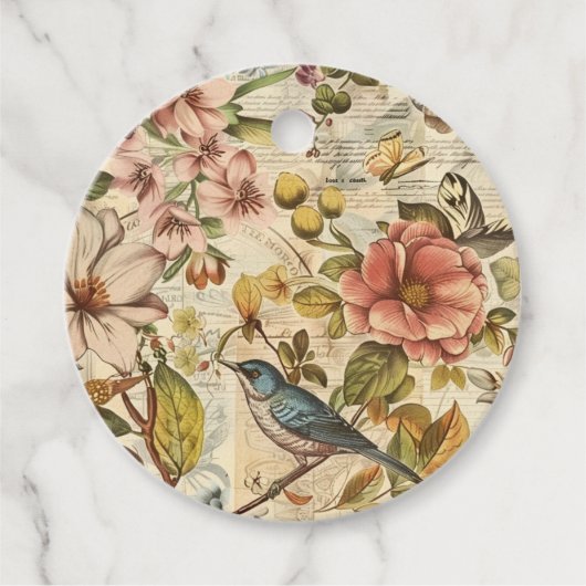 Whitepaper über botanische Whimsy-Collage Geschenkanhänger (Vorderseite)