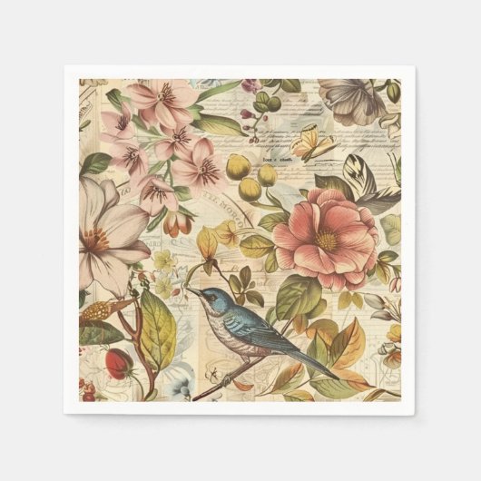 Whitepaper über botanische Whimsy-Collage Serviette (Vorderseite)