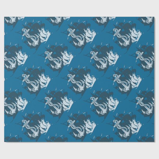 Whitepaper über Piratenschiff und Anker zur Silhou Geschenkpapier (Flach)