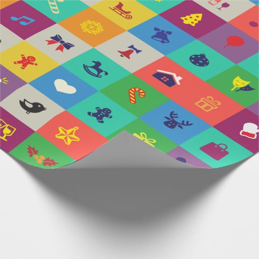 Whitepaper zu mehrfarbigen Weihnachtsbildern Geschenkpapier (Ecke)