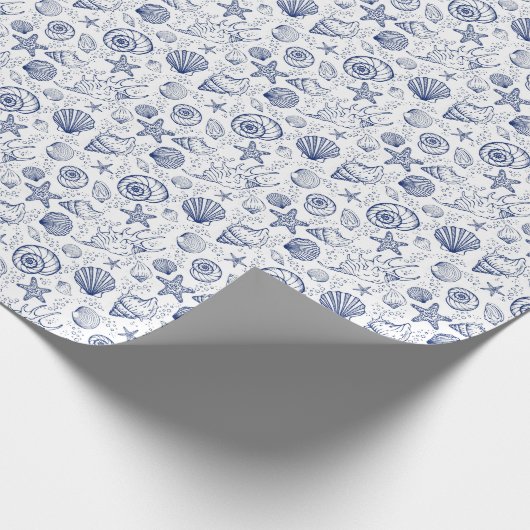 Whitepaper zum Geschenkpapier "Blue Seashell Starf (Ecke)