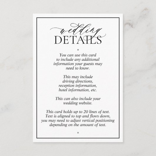 Whitepaper zum Hochzeitsdetails des Wappen mit wei Begleitkarte (Rückseite)