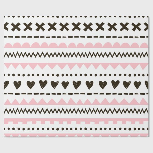 Whitepaper zum Muster von schwarzen, rosa und schw Geschenkpapier (Flach)