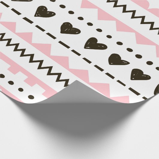 Whitepaper zum Muster von schwarzen, rosa und schw Geschenkpapier (Ecke)