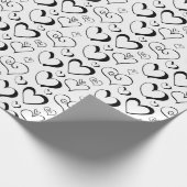 Whitepaper zum Thema Schwarze und weiße Herzen Geschenkpapier (Ecke)