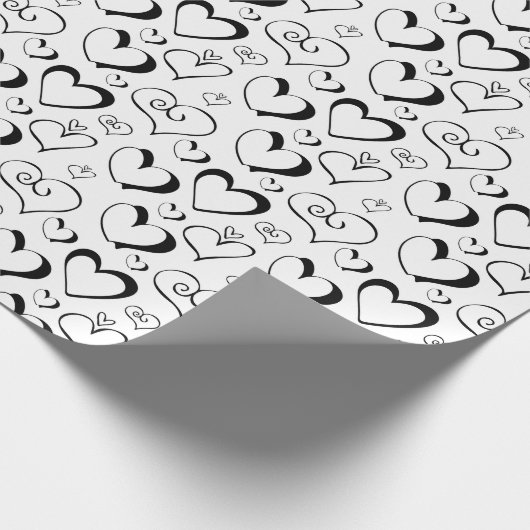 Whitepaper zum Thema Schwarze und weiße Herzen Geschenkpapier (Ecke)