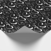 Whitepaper zum Thema Schwarze und weiße Herzen Geschenkpapier (Ecke)